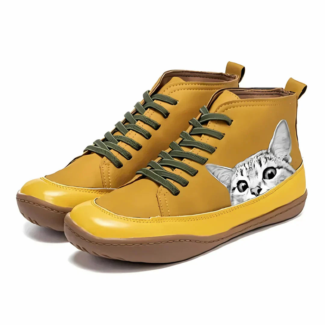 Whiskers™ | Leather Ankle Boots for Cat Lovers