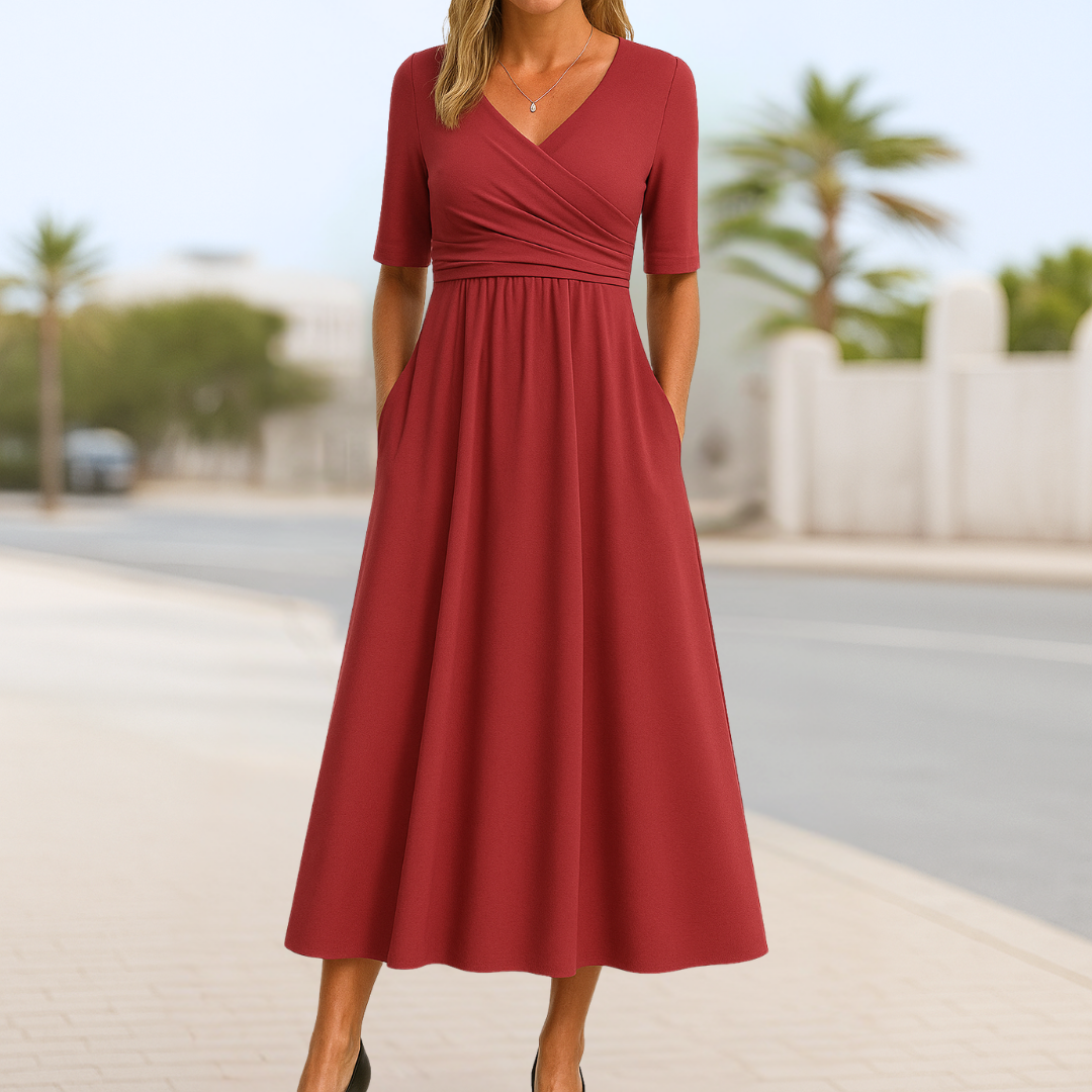 Monique™ | Short Sleeve Crossover Dress