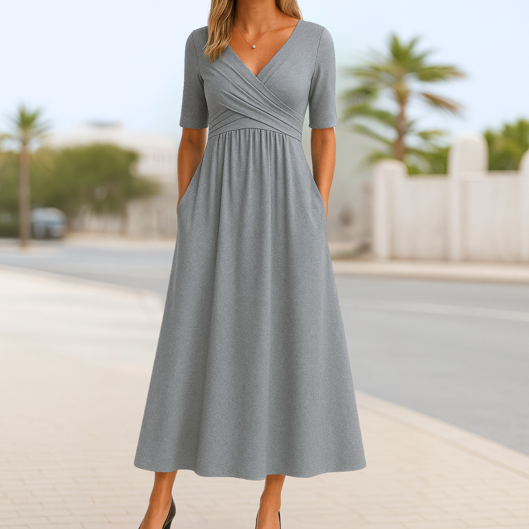 Monique™ | Short Sleeve Crossover Dress