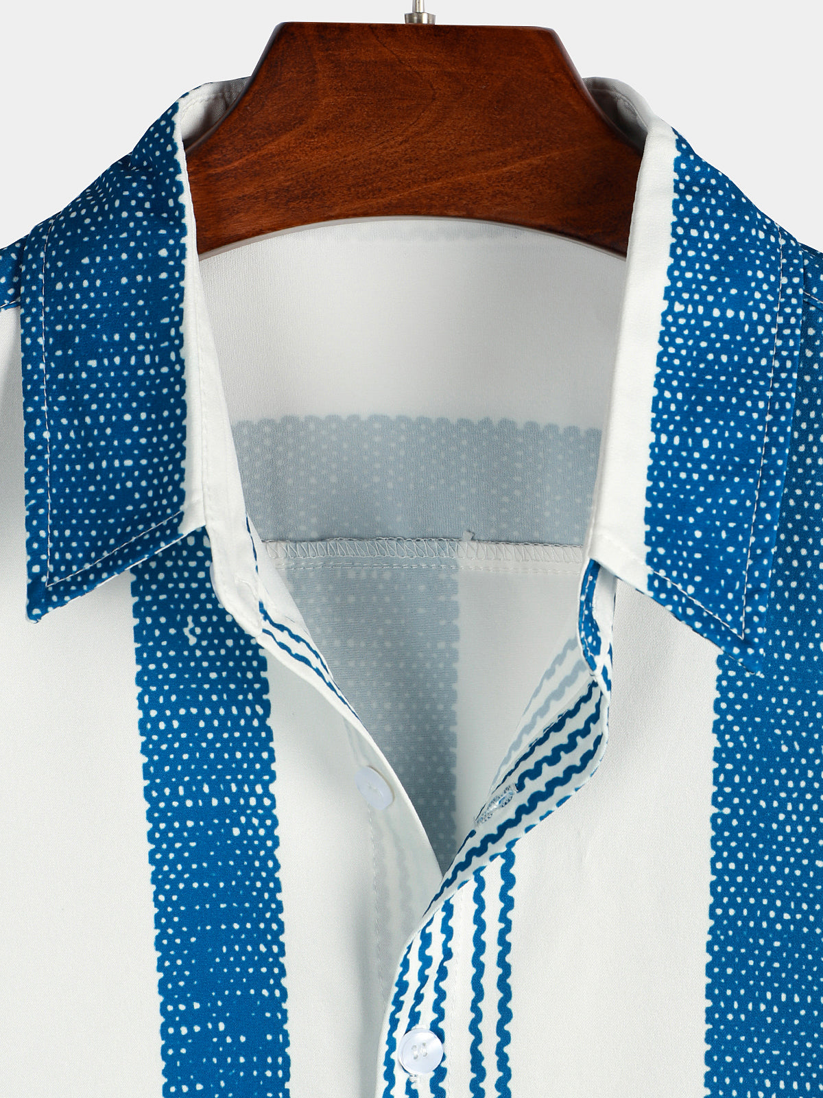 Casual Short-Sleeved Vertical Striped Vintage Blue Shirt for Men