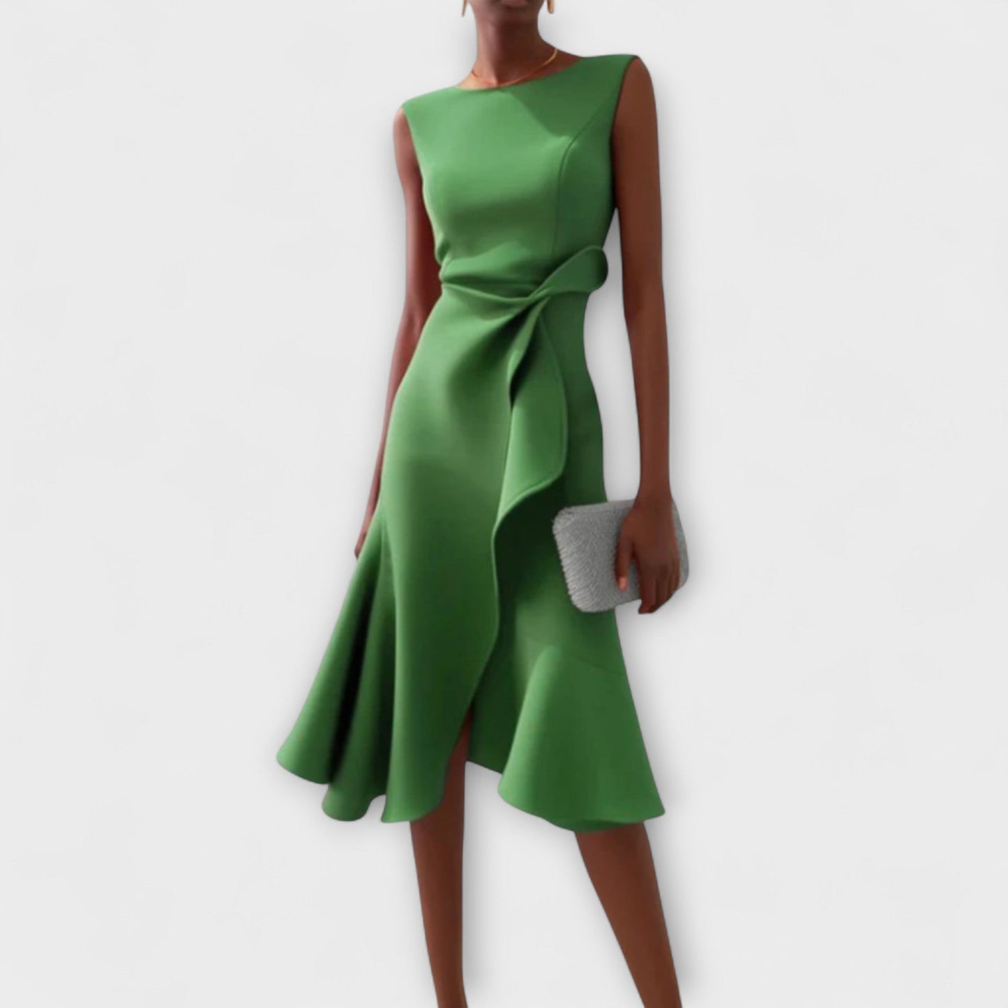 Draped Asymmetrical Midi Dress