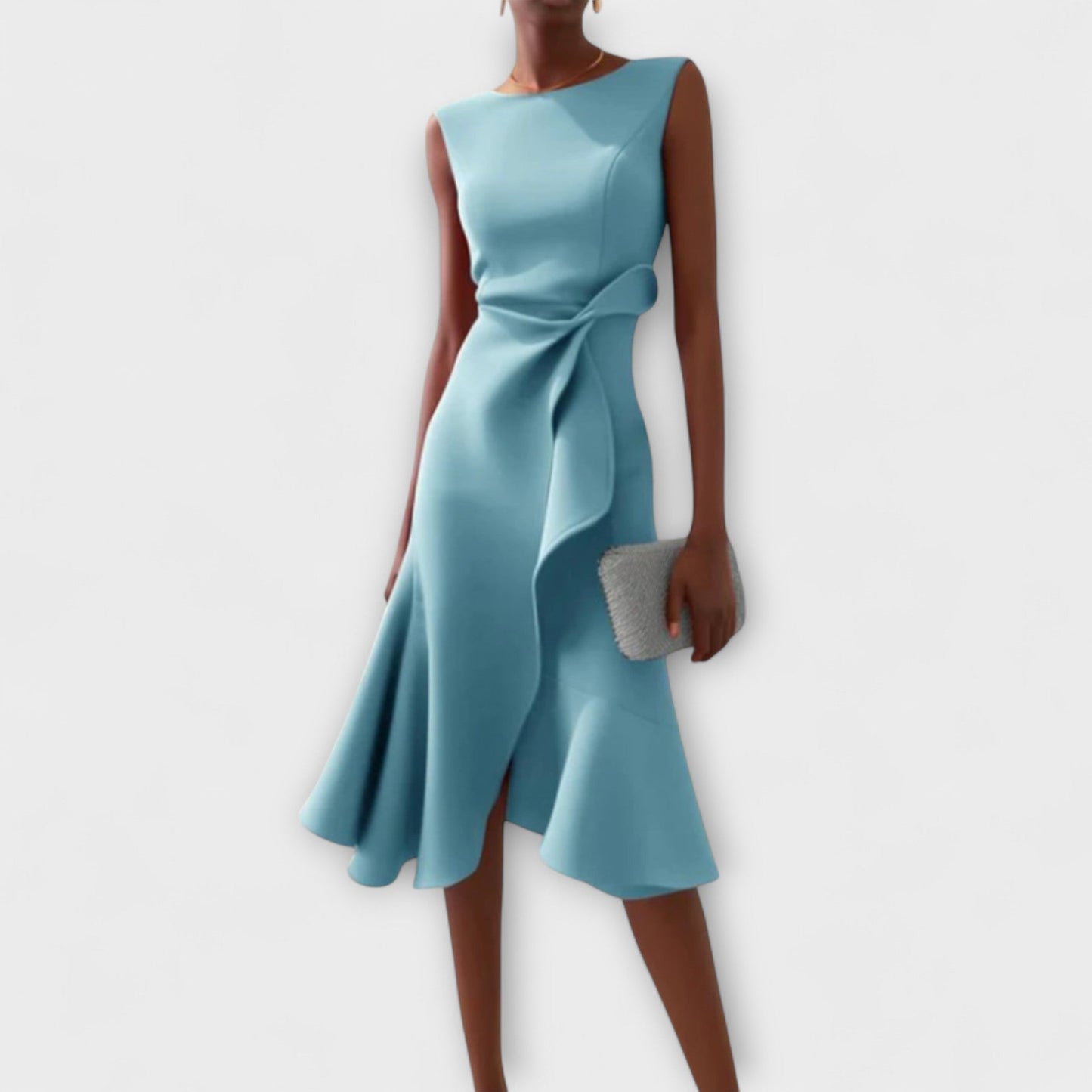 Draped Asymmetrical Midi Dress