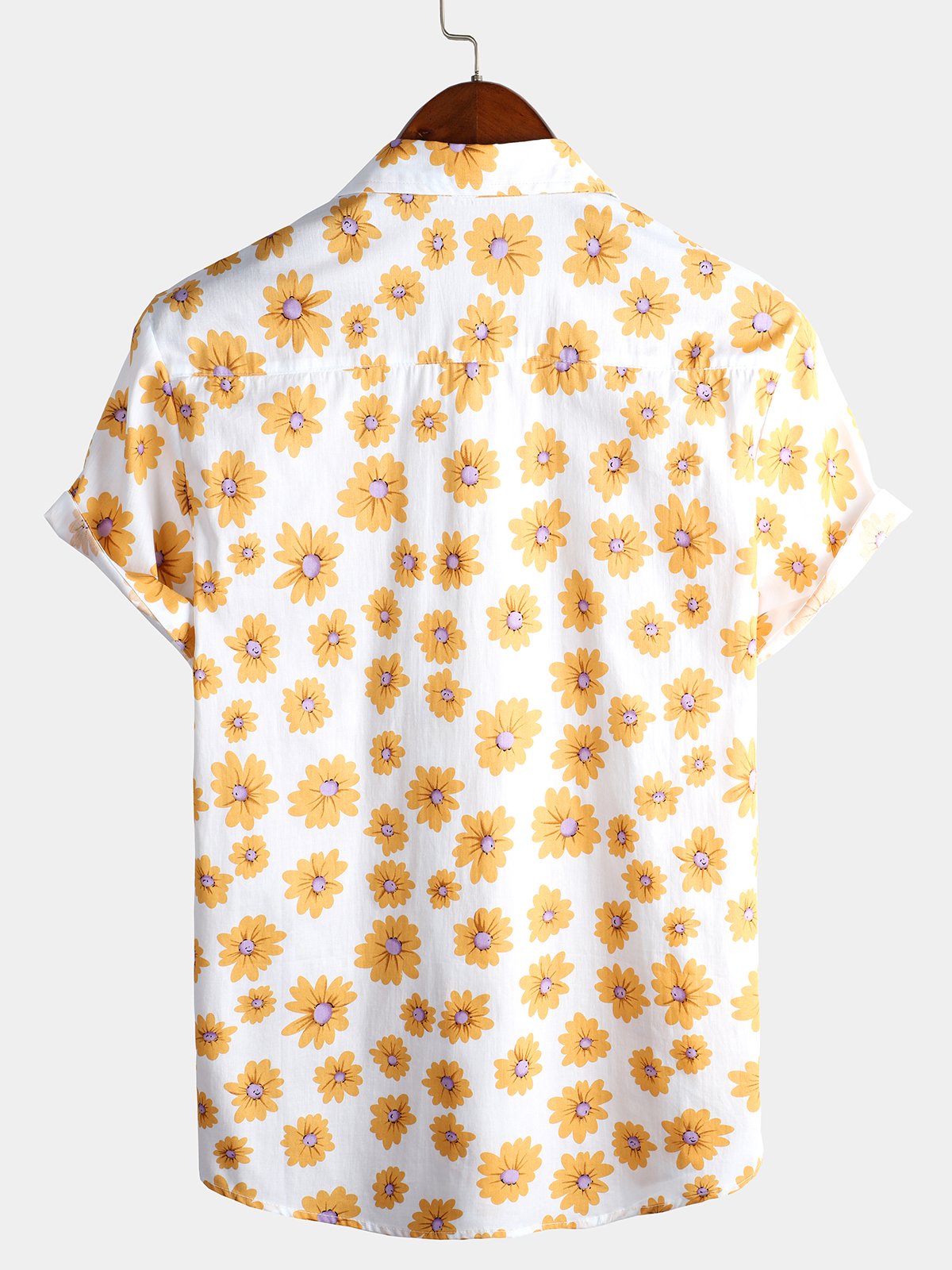Men's Daisy Print Cotton Tropical Hawaiian Floral Shirt