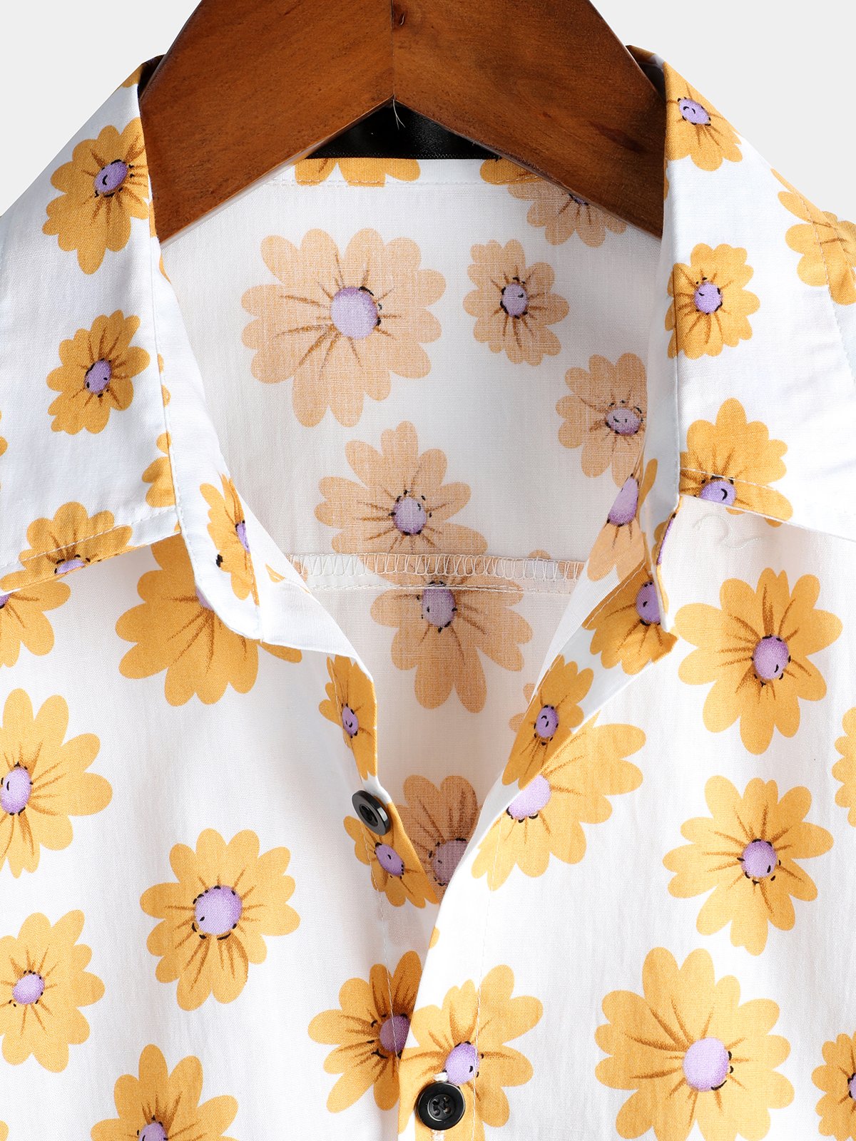 Men's Daisy Print Cotton Tropical Hawaiian Floral Shirt