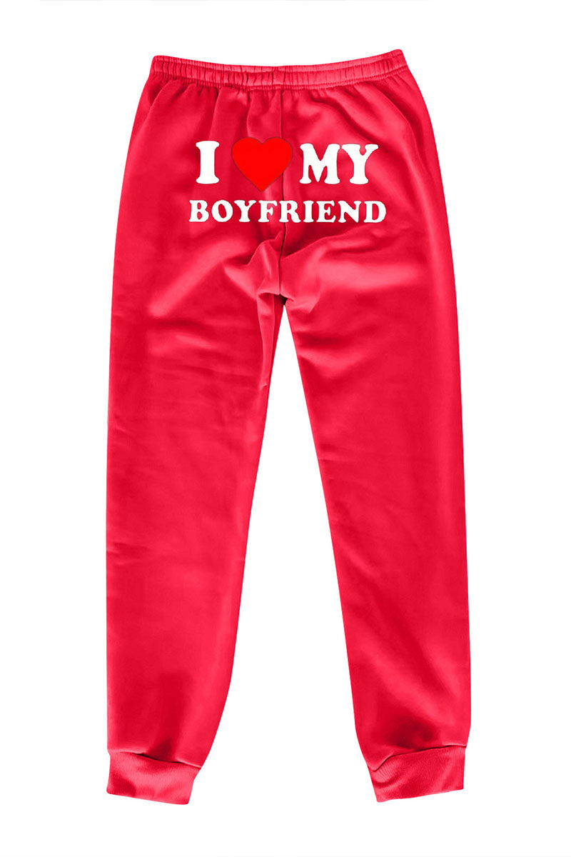 Pantalones deportivos estampados I Love MY BOYFRIEND