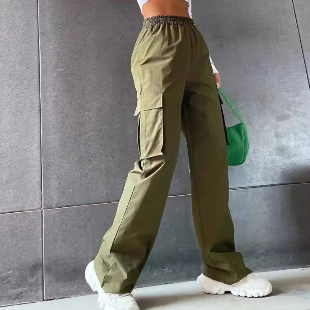Mode Frauen Baggy Jogger Hosen Casual Communte Weibliche Chic Gerade Cargo Pant Elastische Hohe Taille Elegante Übergroße Hose