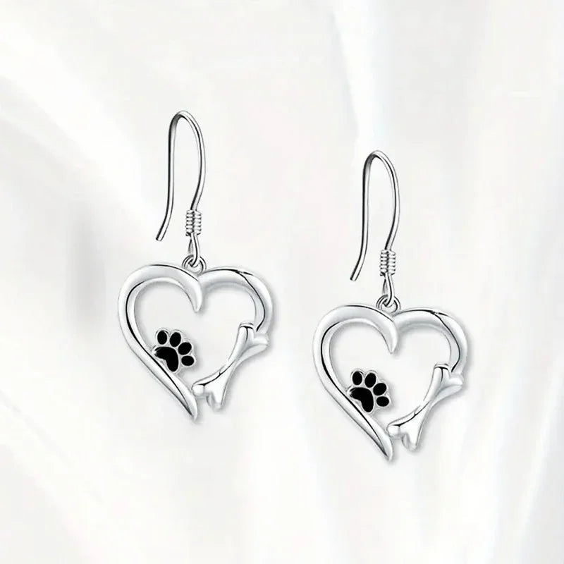 Brisia™ | Silver Heart Footprint Earrings