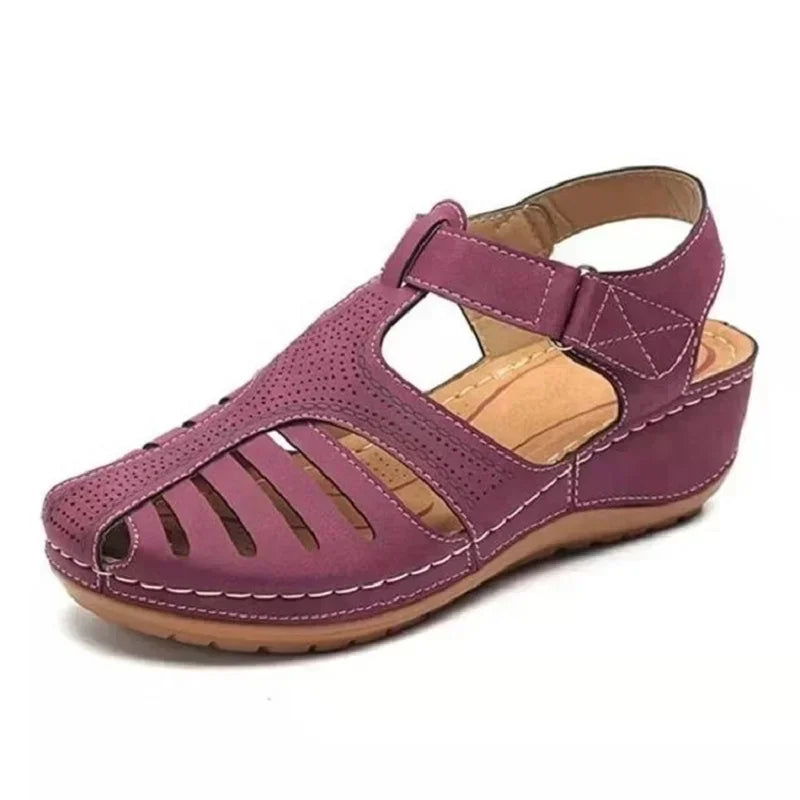Sandales compensées d'été pour femmes, sandales orthopédiques à bout ouvert de qualité supérieure, chaussures rétro à plateforme décontractées en cuir antidérapant vintage