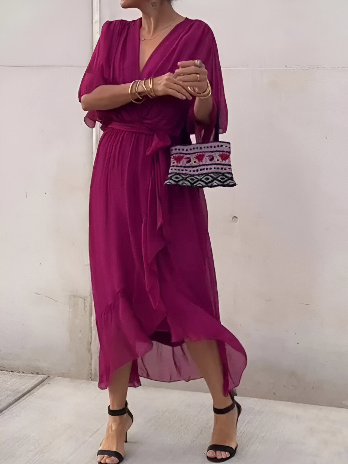Monica - V-Neck Chiffon Dress