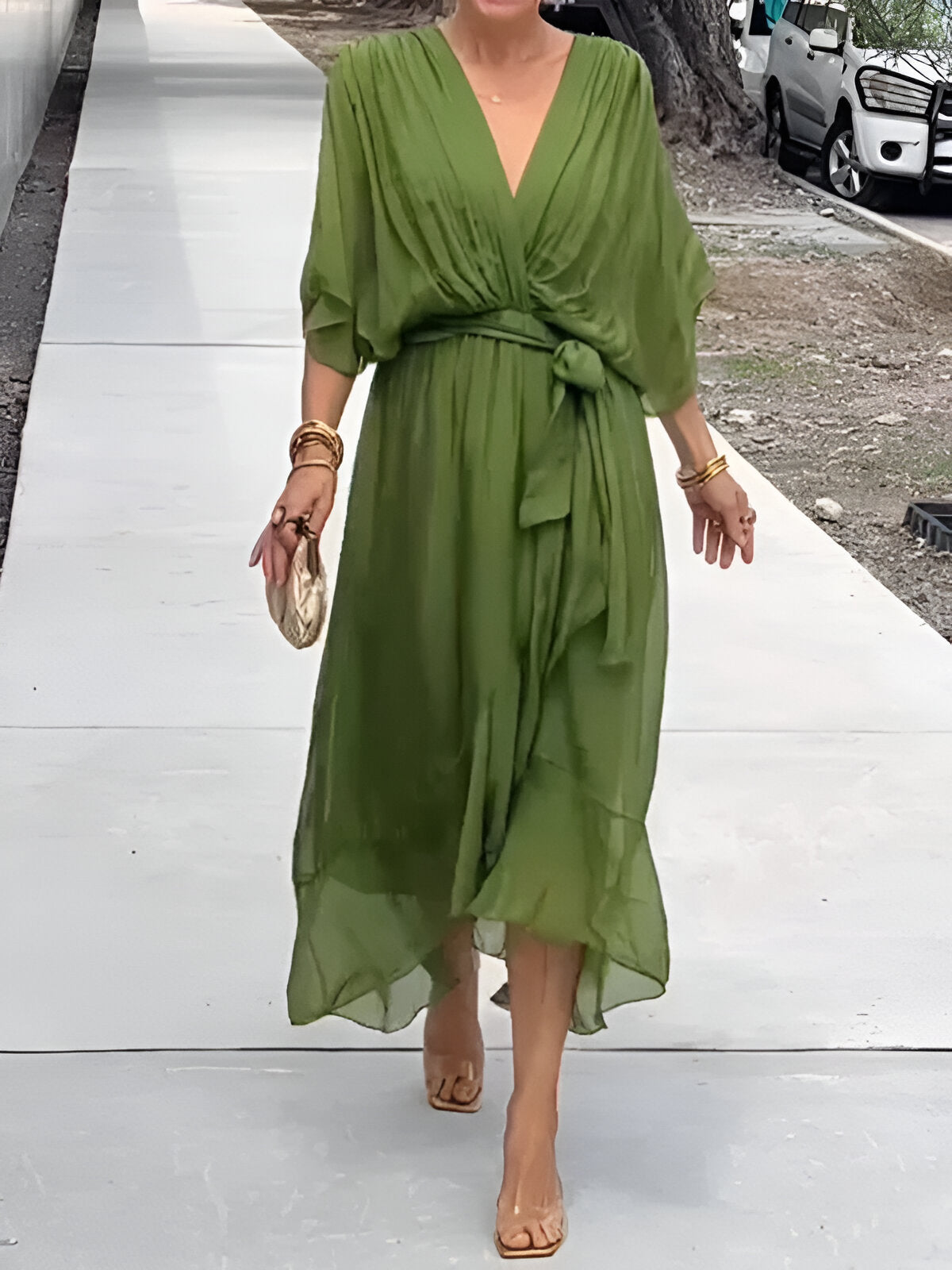 Monica - V-Neck Chiffon Dress