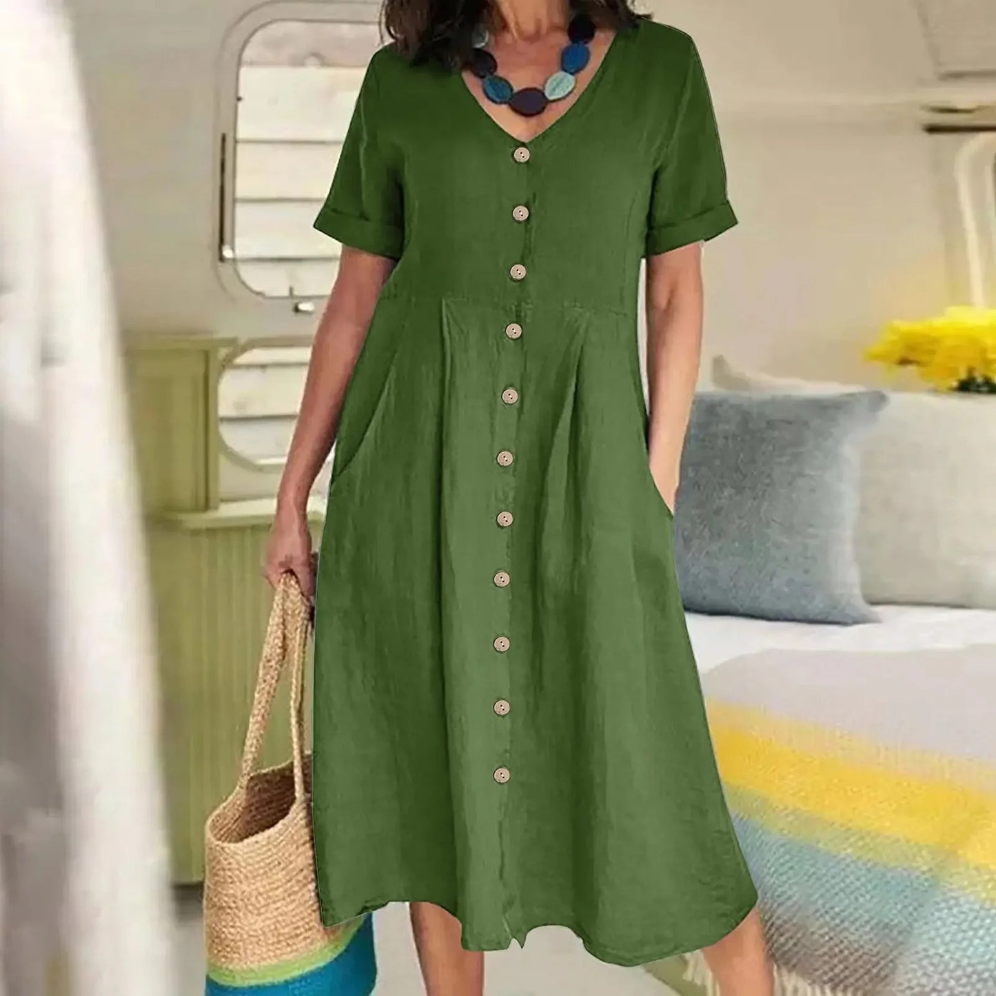 Linen Luxe Pocket Dress