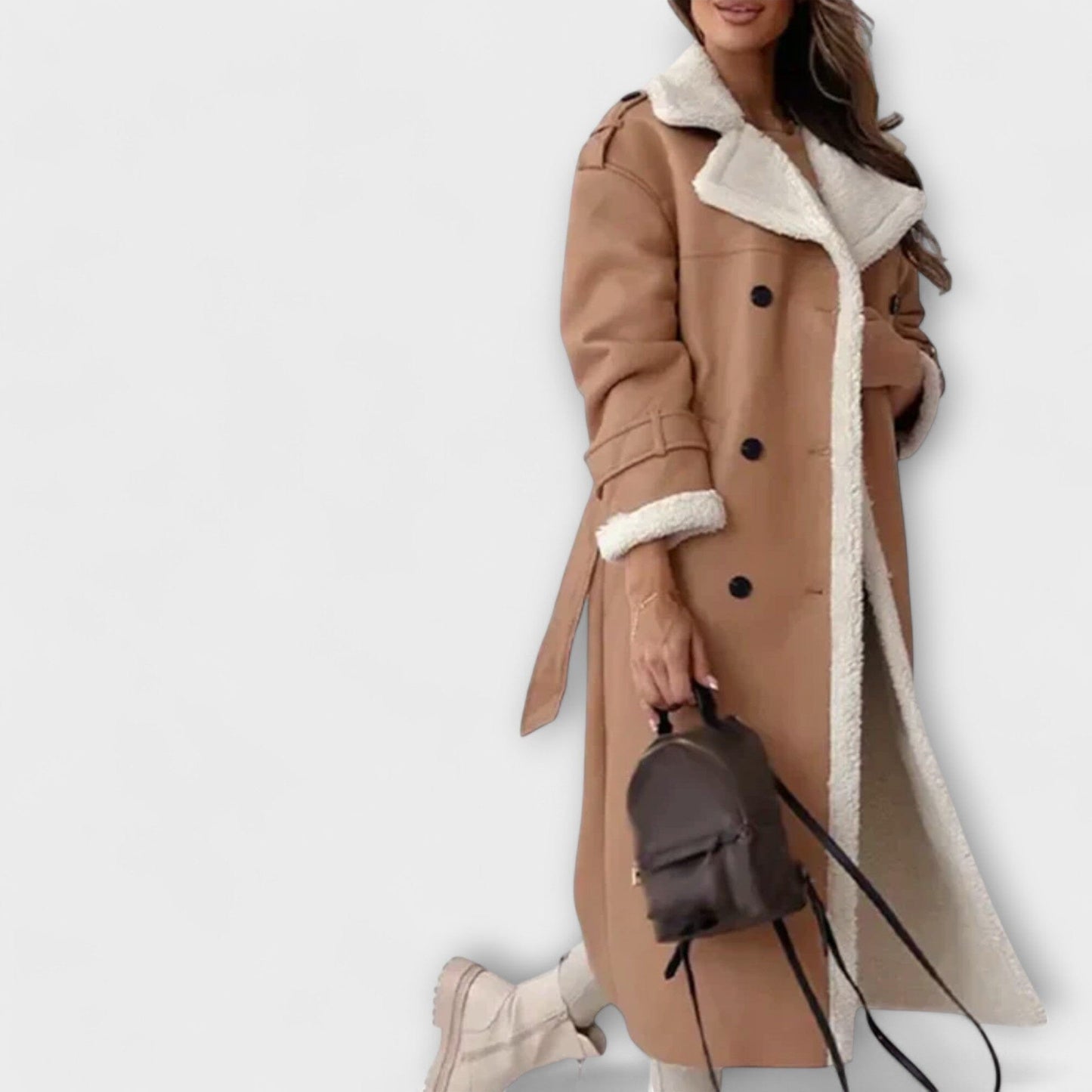 Maria | Classic Long Teddy Collar Coat