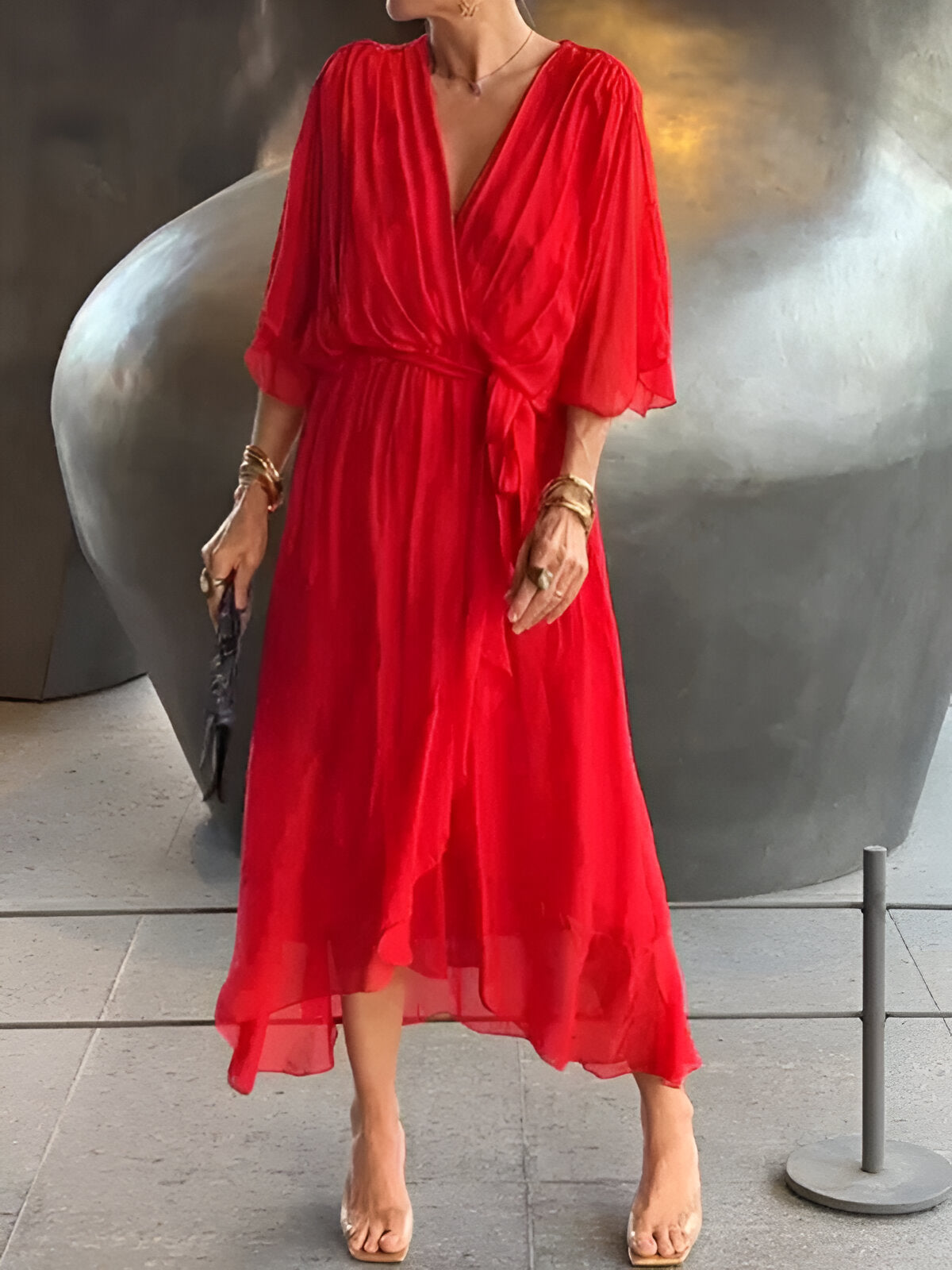 Monica - V-Neck Chiffon Dress