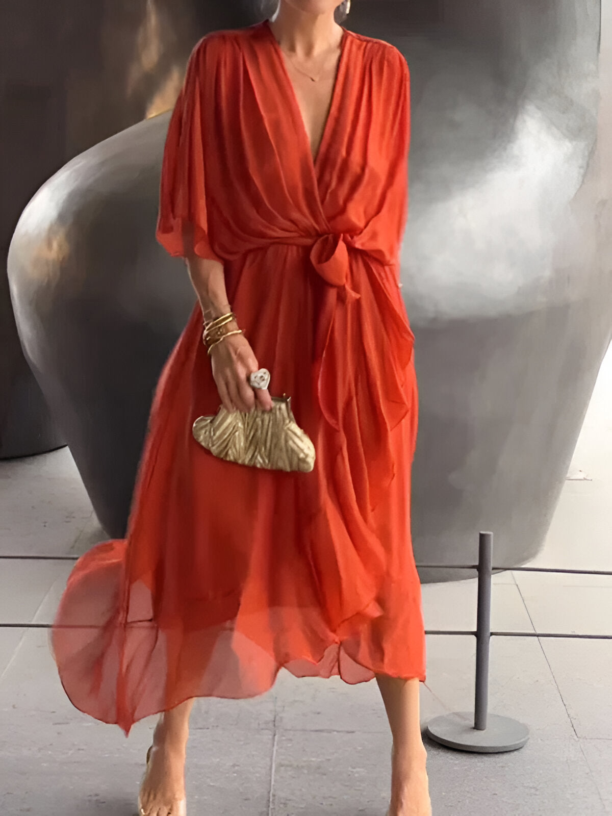 Monica - V-Neck Chiffon Dress