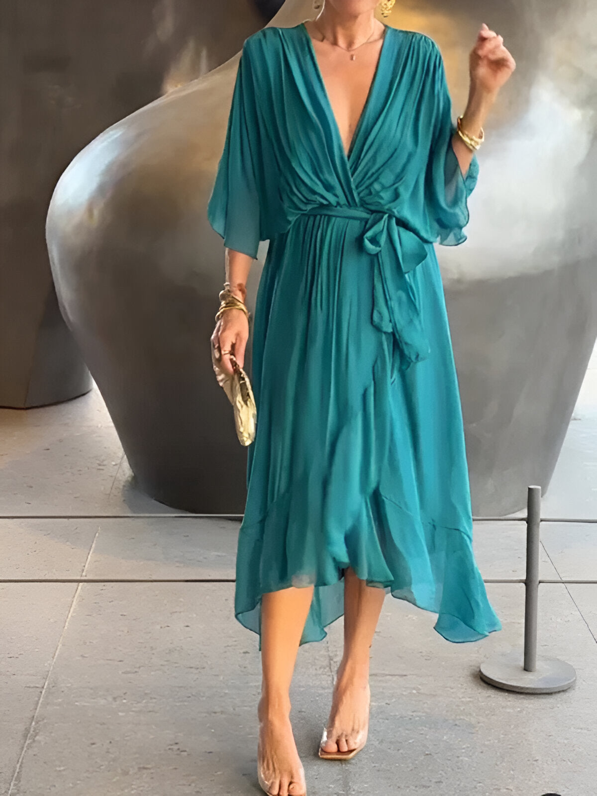 Monica - V-Neck Chiffon Dress