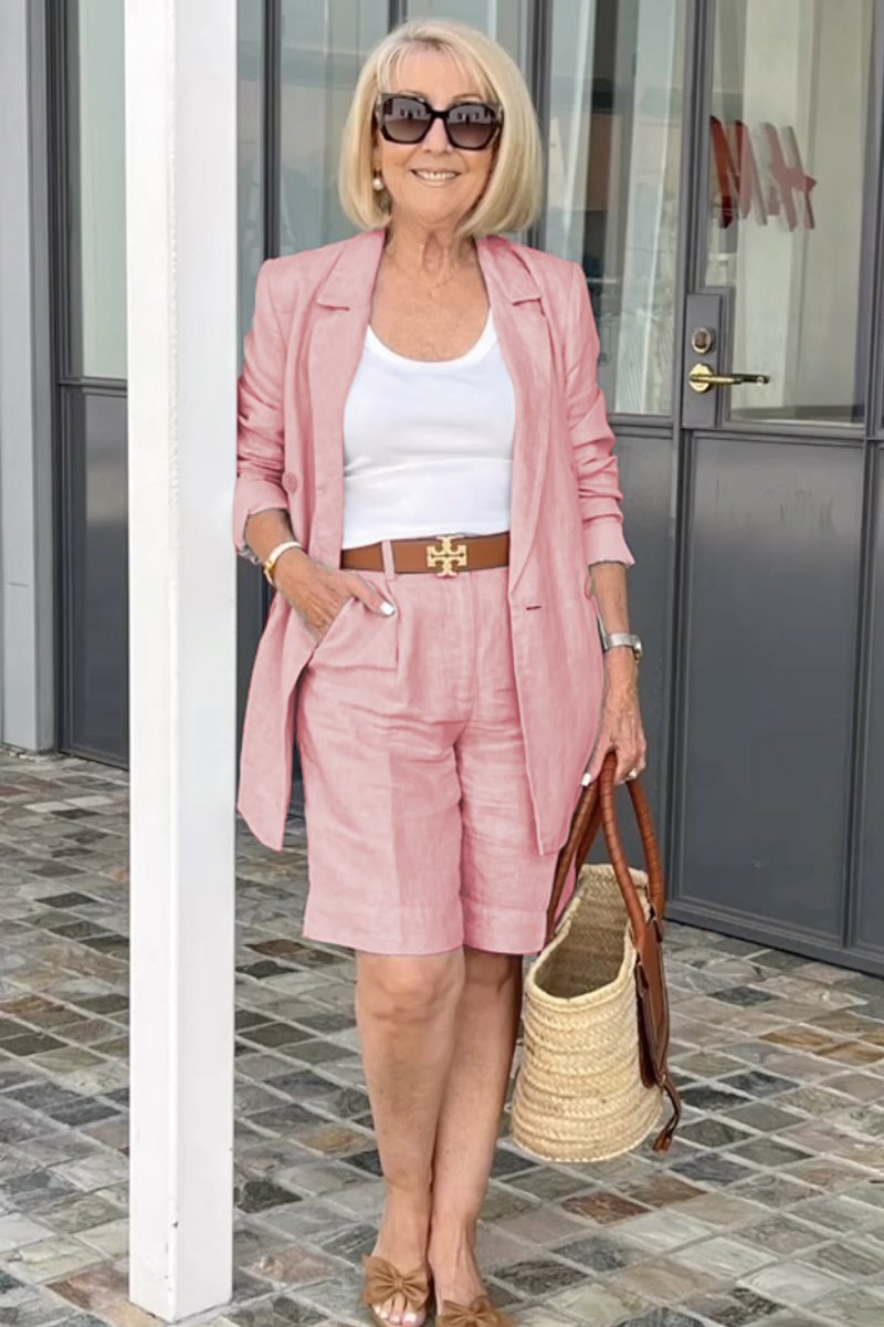 💐 Spring 2025 Sale 🔥Two-Piece Set with Top, Blazer and Shorts With Three-Dimensional Flowers