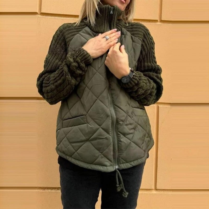 Women's Knitted Quilted Down Jacket with Patchwork(🔥Free Shipping)