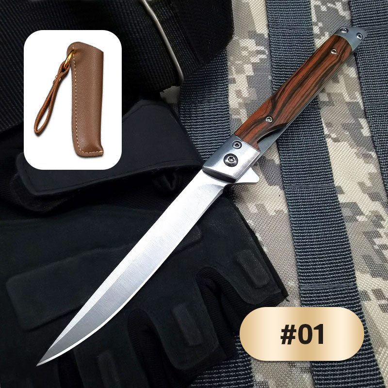 🔥 Big Sale 50% OFF🔥🗡️Folding Knife with Wooden Handle for Work, Hiking & Camping ⛺ Buy 1, Get 1 Free