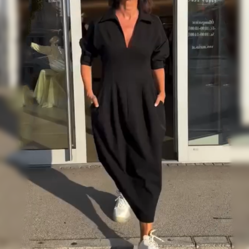 Spring Specials Midi Dress with V-neck and Lapel