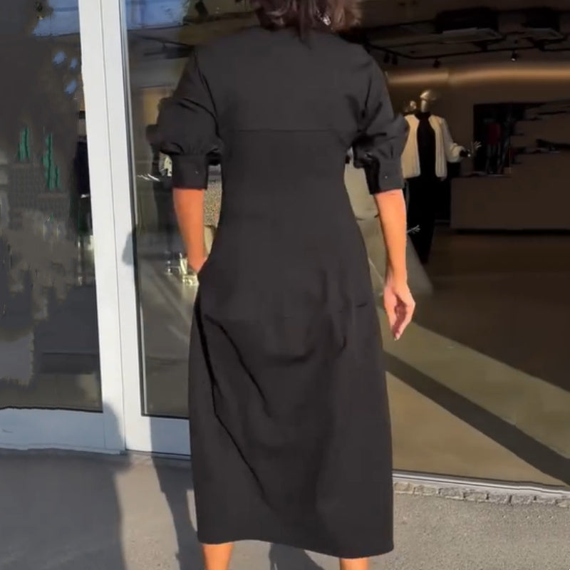 Spring Specials Midi Dress with V-neck and Lapel