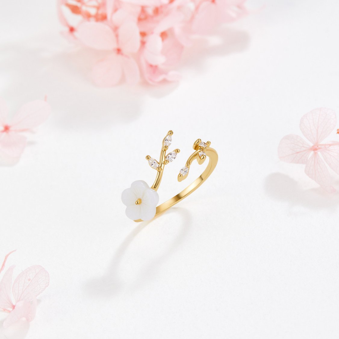 Ring with White Flowers