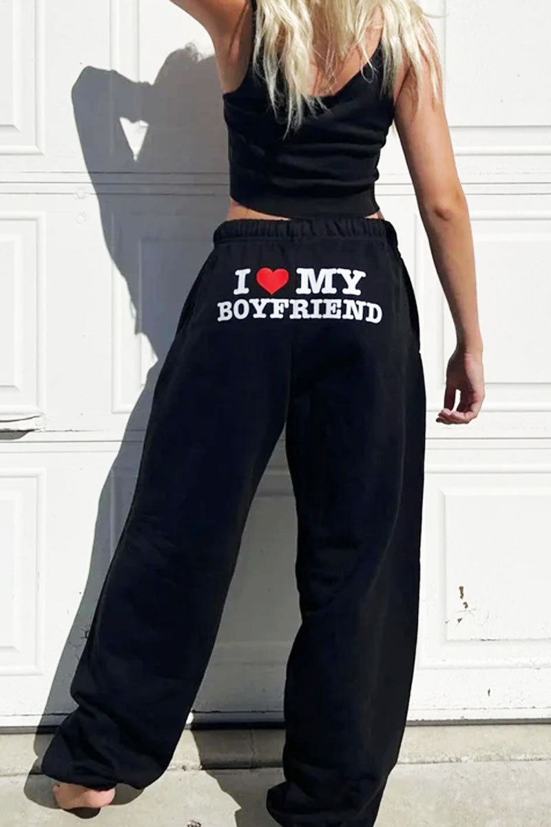 Pantalones deportivos estampados I Love MY BOYFRIEND