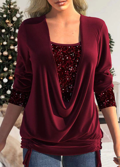 Sequins Loose Sequins Fake Two Piece Top