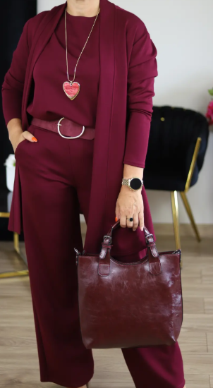 Stylish 3-Piece Set w/Long Cardigan, Top & Pants