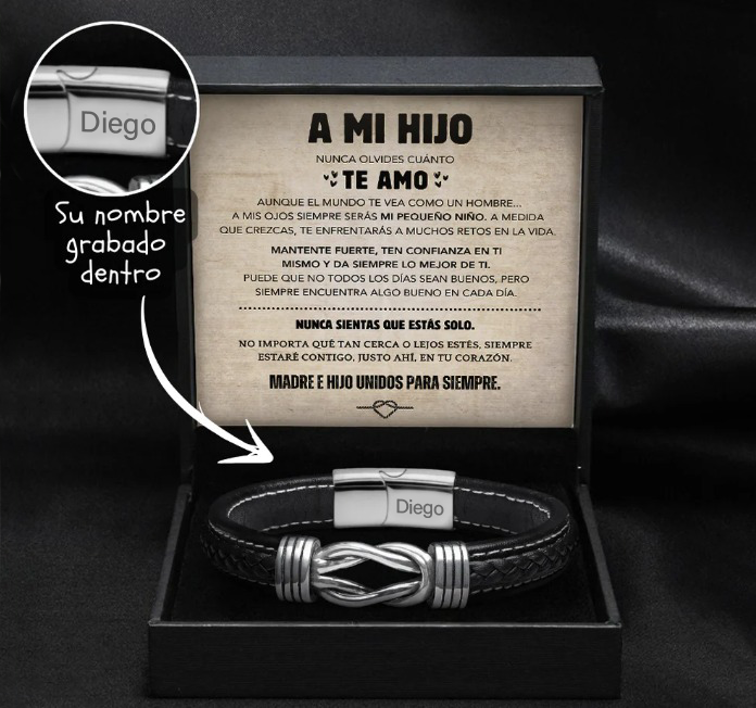 Infinity Knot Bracelet for Son - Engraved Name Gift Set
