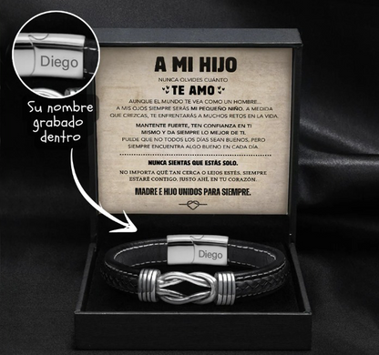 Infinity Knot Bracelet for Son - Engraved Name Gift Set