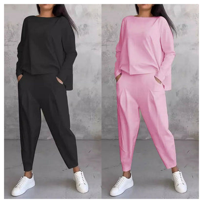 Big Sale💥Women's 2-piece Set: Long-Sleeved Round Neck Top + Pants