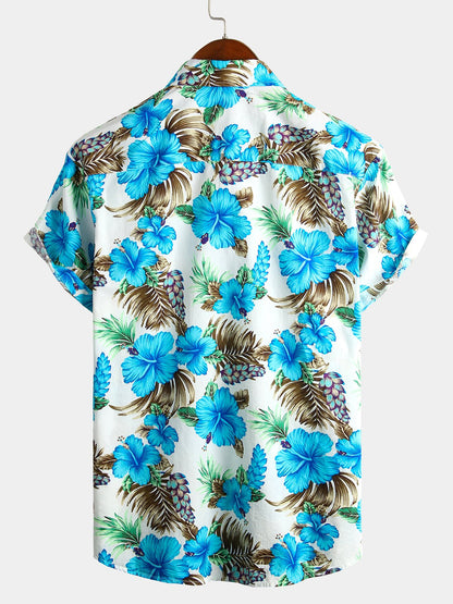 Men's Pure Cotton Shirt with Hawaiian Holiday Style Print