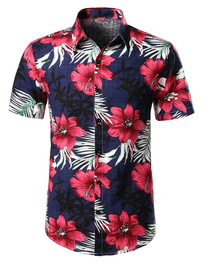 Men's Pure Cotton Shirt with Hawaiian Holiday Style Print