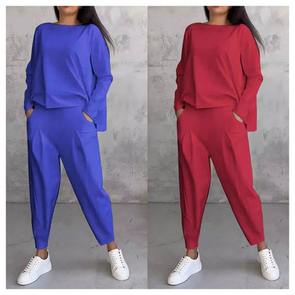 Big Sale💥Women's 2-piece Set: Long-Sleeved Round Neck Top + Pants