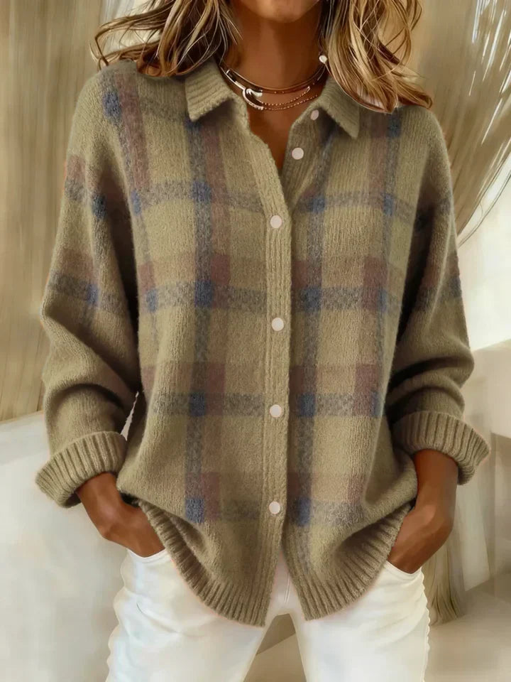 Sophia | Vintage Plaid Oversized Cardigan
