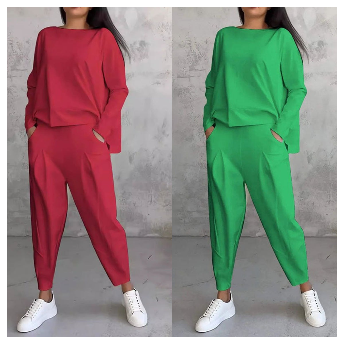 Big Sale💥Women's 2-piece Set: Long-Sleeved Round Neck Top + Pants