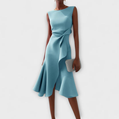 Draped Asymmetrical Midi Dress