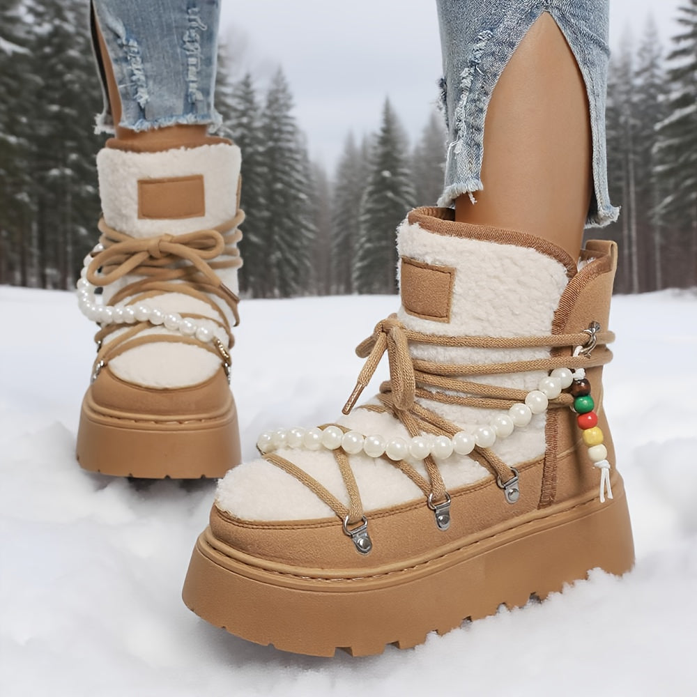 Aria | Women’s Plush Lace-Up Winter Platform Boots