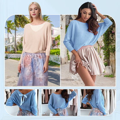 📣60% off!!!💥Blue 2-piece Set: Top with Bow on the Back and Tulle Skirt