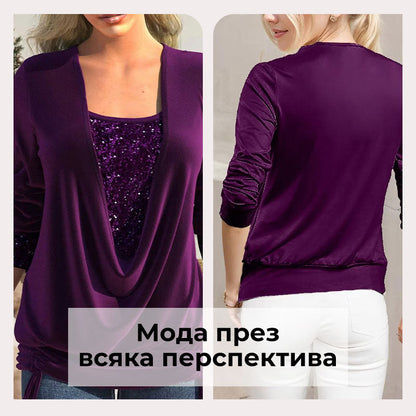 Sequins Loose Sequins Fake Two Piece Top