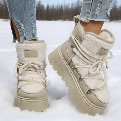 Aria | Women’s Plush Lace-Up Winter Platform Boots