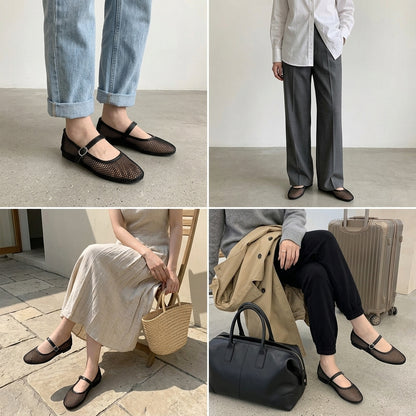 Lina | Mesh Mary Jane Ballet Flats
