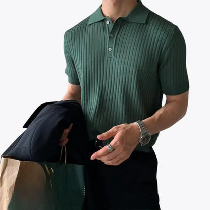 Ezra: Textured Knit Lapel Polo