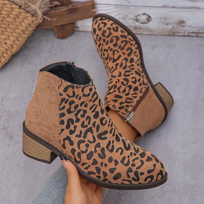 LunaStep™ Low-Heel Leopard Ankle Boots