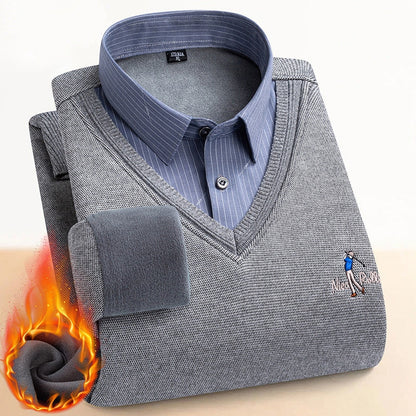 Men's Thermal Sweater with Double Fleece Lining