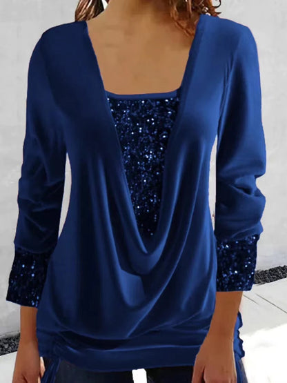 Sequins Loose Sequins Fake Two Piece Top