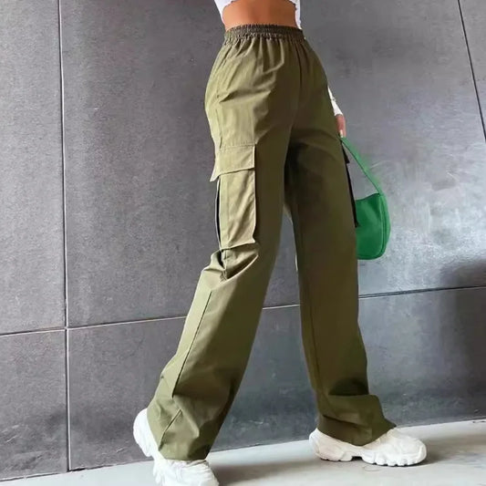 Pantalon de jogging ample à la mode pour femme, décontracté, chic, droit, cargo, taille haute, élastique, élégant, surdimensionné 