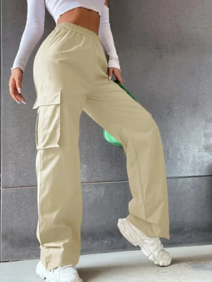 Pantalon de jogging ample à la mode pour femme, décontracté, chic, droit, cargo, taille haute, élastique, élégant, surdimensionné 