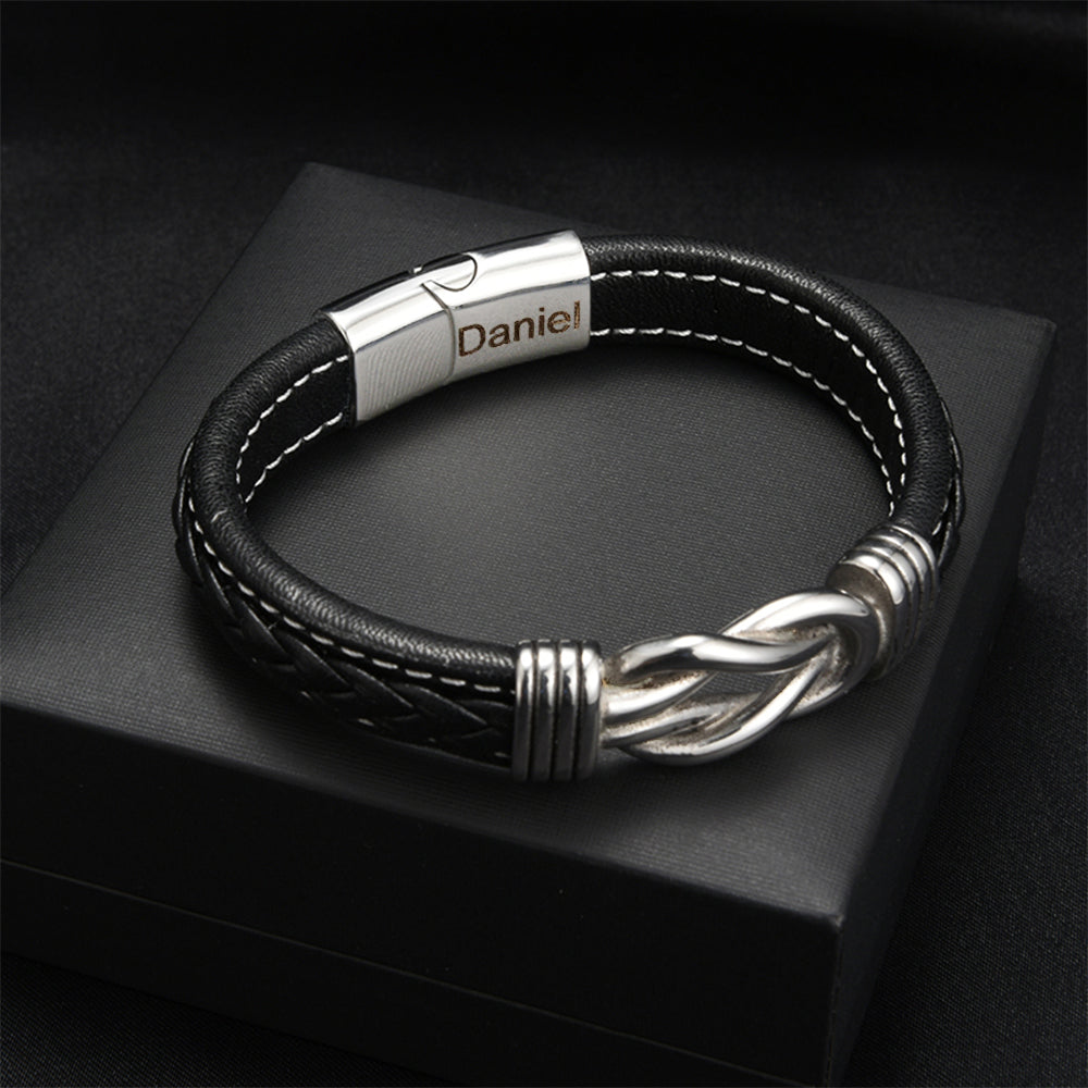 Infinity Knot Bracelet for Son - Engraved Name Gift Set