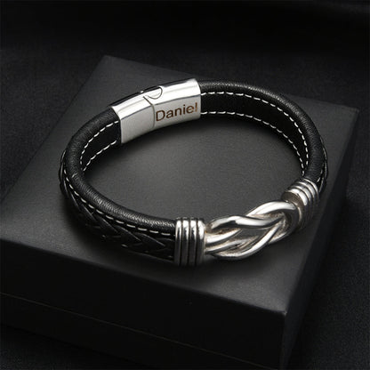 Infinity Knot Bracelet for Son - Engraved Name Gift Set
